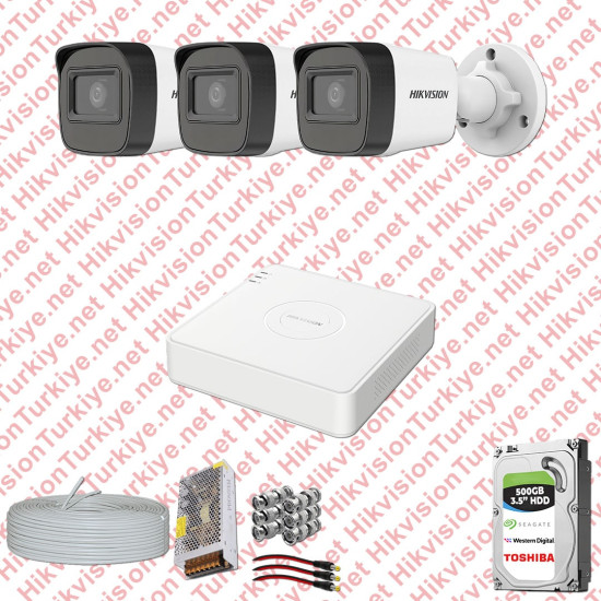 Hikvision 03 Kamera Fullhd Güvenlik Kamerası Seti 500gb Hdd